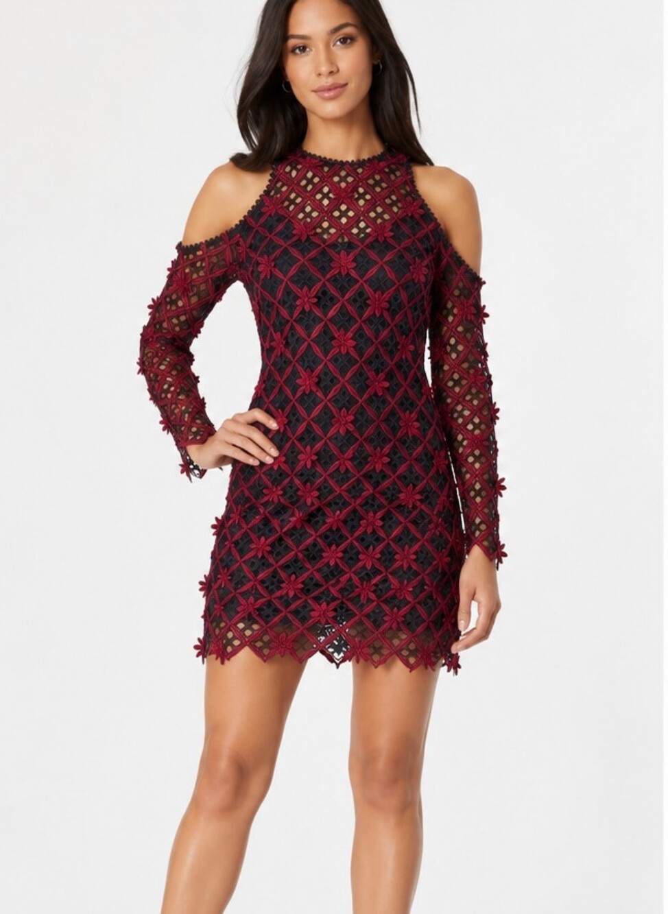 NEW From Self-Portrait | Cold-Shoulder Lace Cocktail Dress | 0